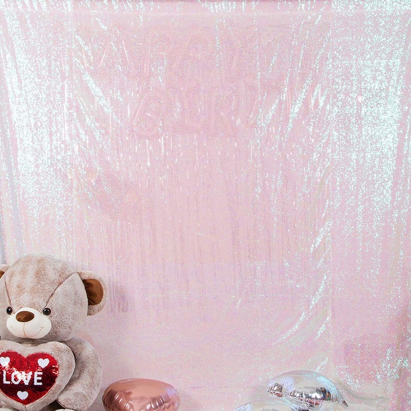 JYFLZQ White Iridescent Sequin Backdrop Curtains 7ft x 7ft 1 Panel Glitter Photo Booth Backdrops Sparkly Photography Background Drapes for Parties Wedding Bridal Showers - Image 3